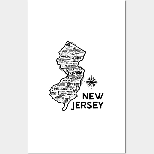 New Jersey Map Wall Art by fiberandgloss